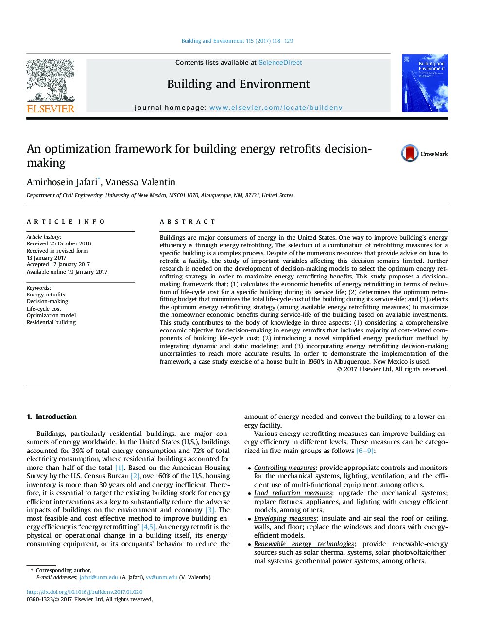 An optimization framework for building energy retrofits decision-making