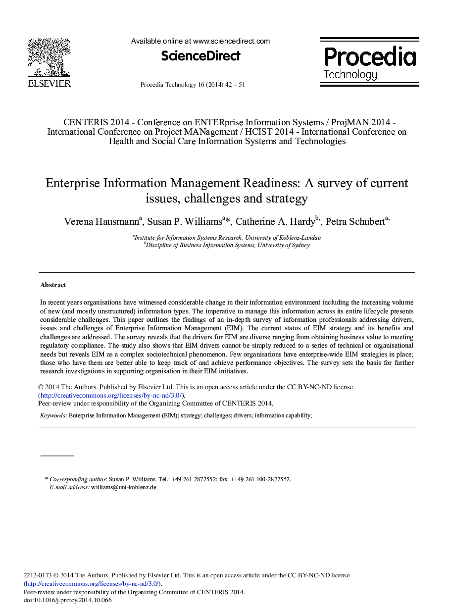 Enterprise Information Management Readiness: A Survey of Current Issues, Challenges and Strategy 