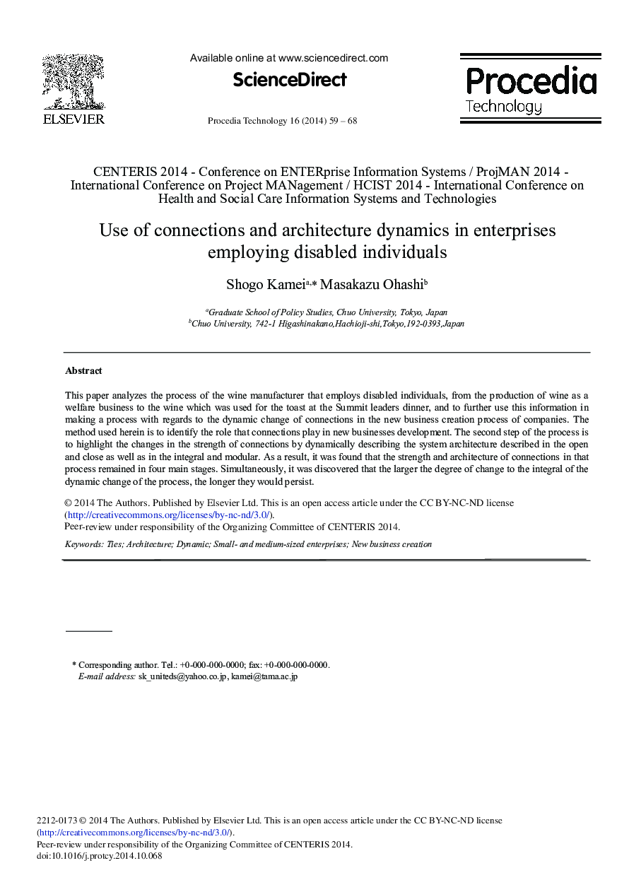 Use of Connections and Architecture Dynamics in Enterprises Employing Disabled Individuals 