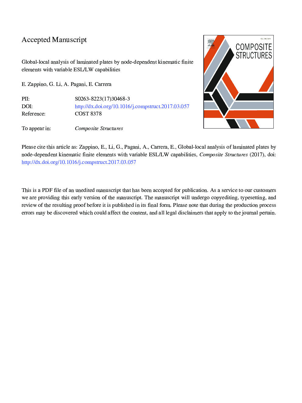 Global-local analysis of laminated plates by node-dependent kinematic finite elements with variable ESL/LW capabilities