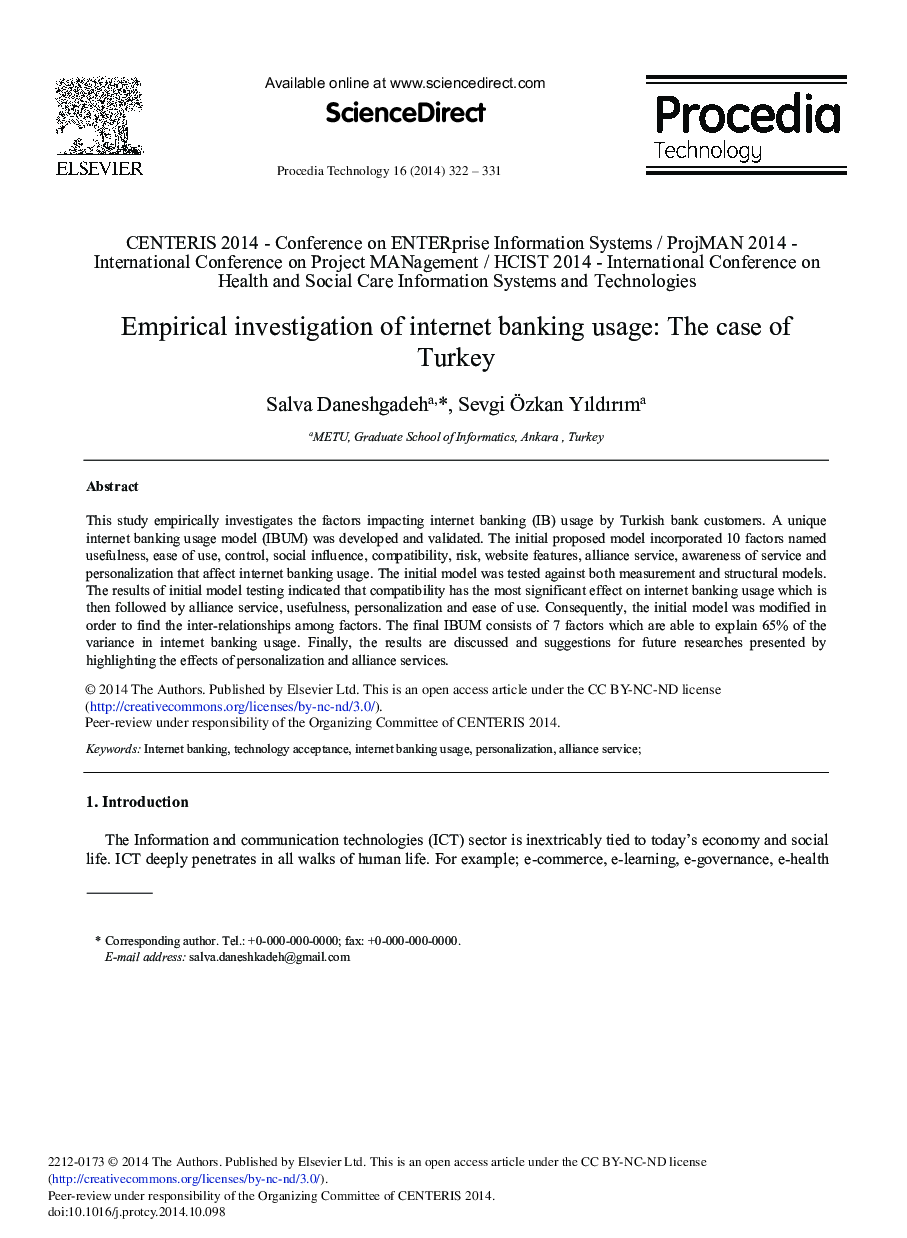 Empirical Investigation of Internet Banking Usage: The Case of Turkey 