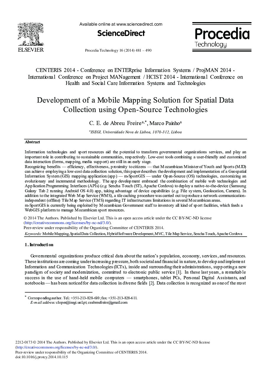 Development of a Mobile Mapping Solution for Spatial Data Collection Using Open-Source Technologies 