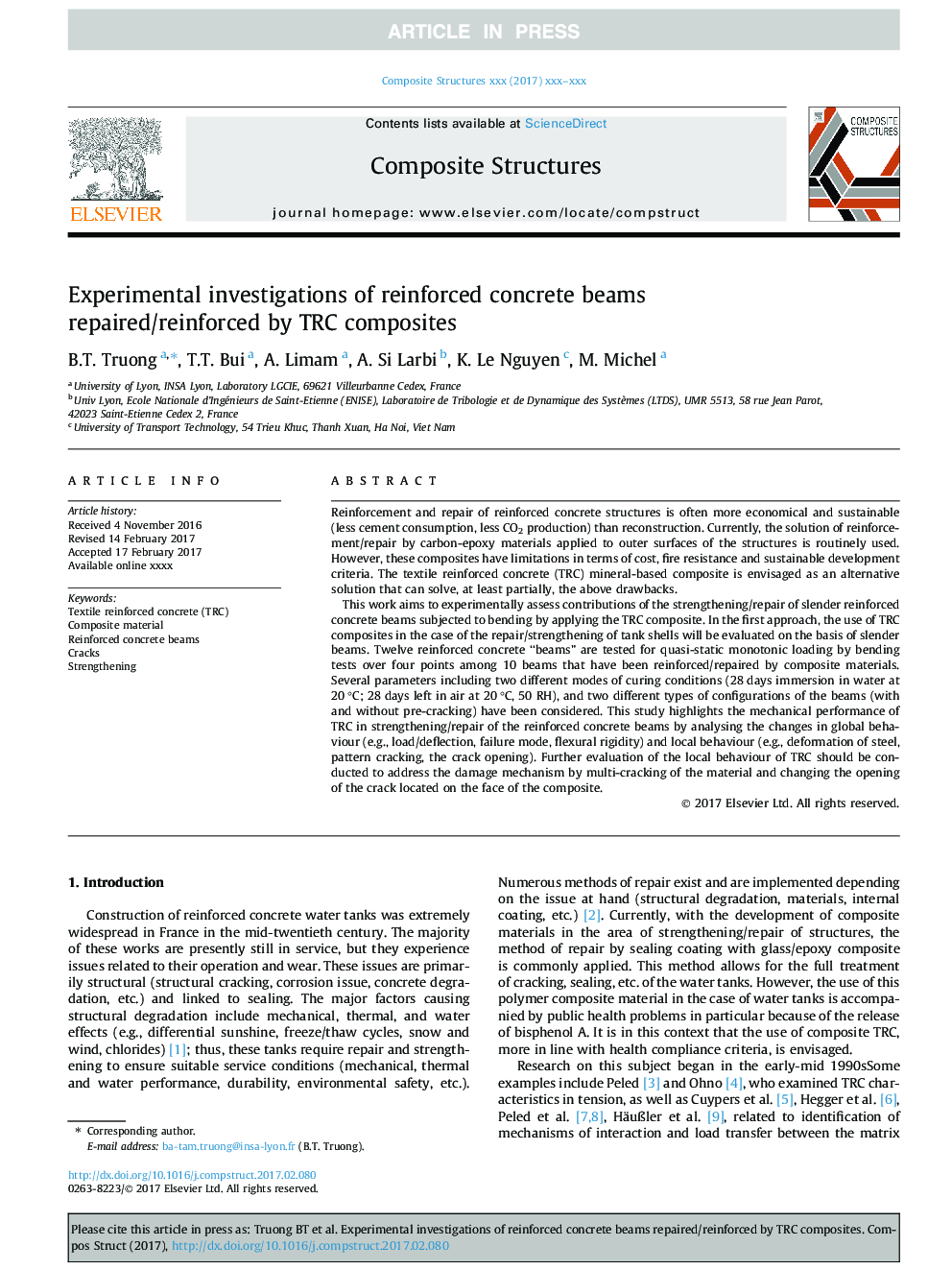 Experimental investigations of reinforced concrete beams repaired/reinforced by TRC composites