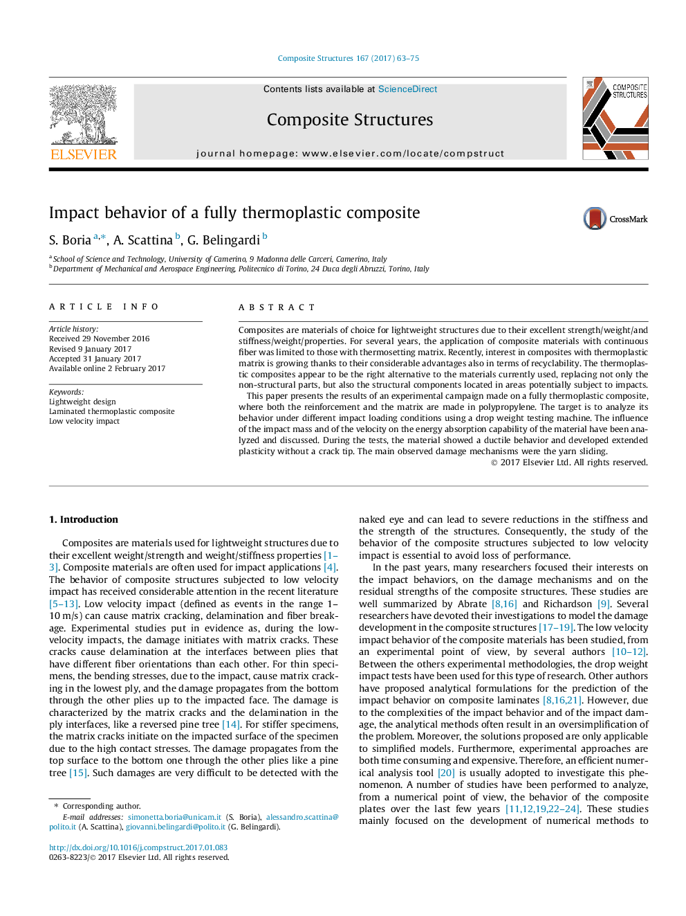 Impact behavior of a fully thermoplastic composite