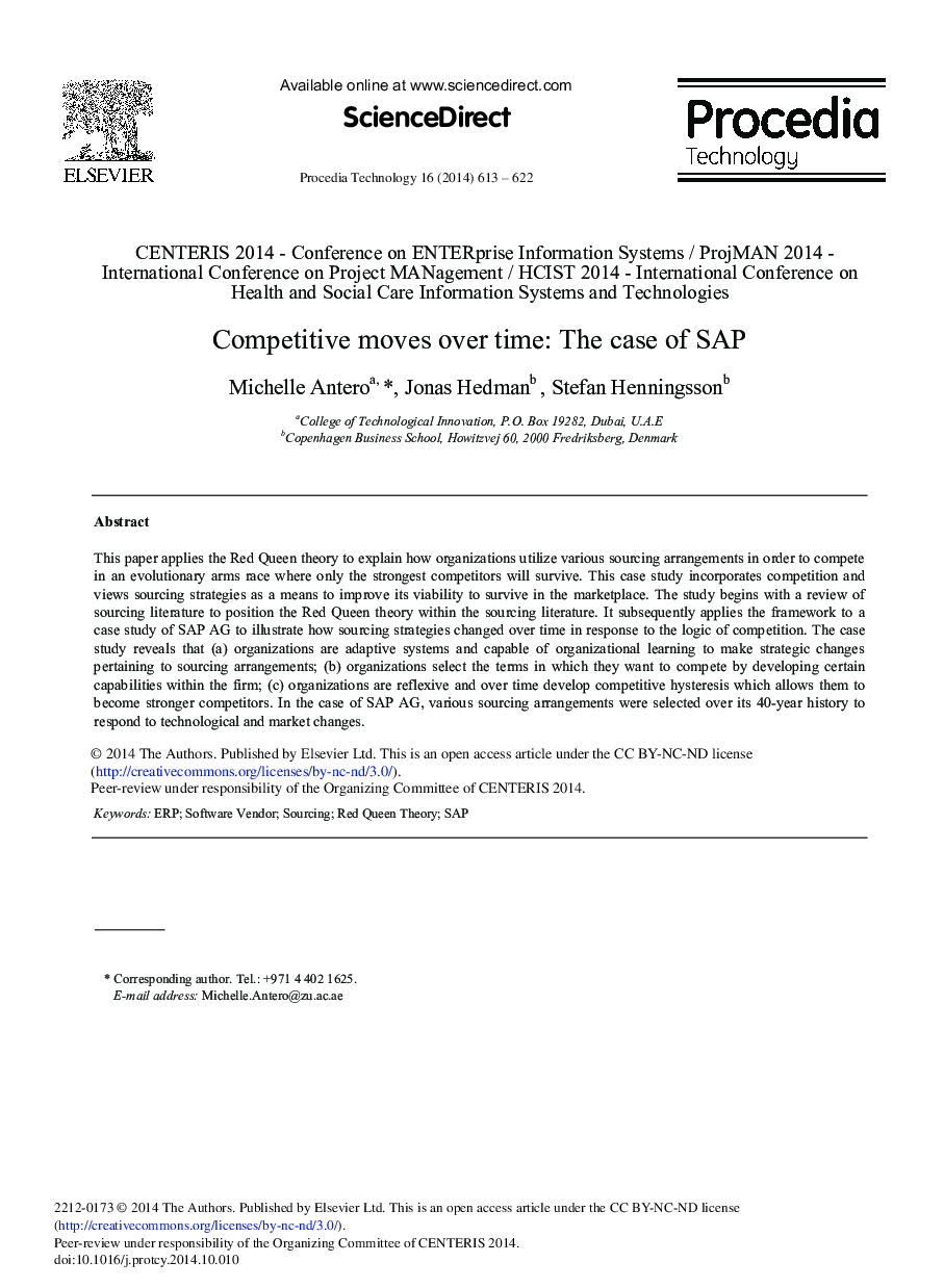 Competitive Moves Over Time: The Case of SAP 