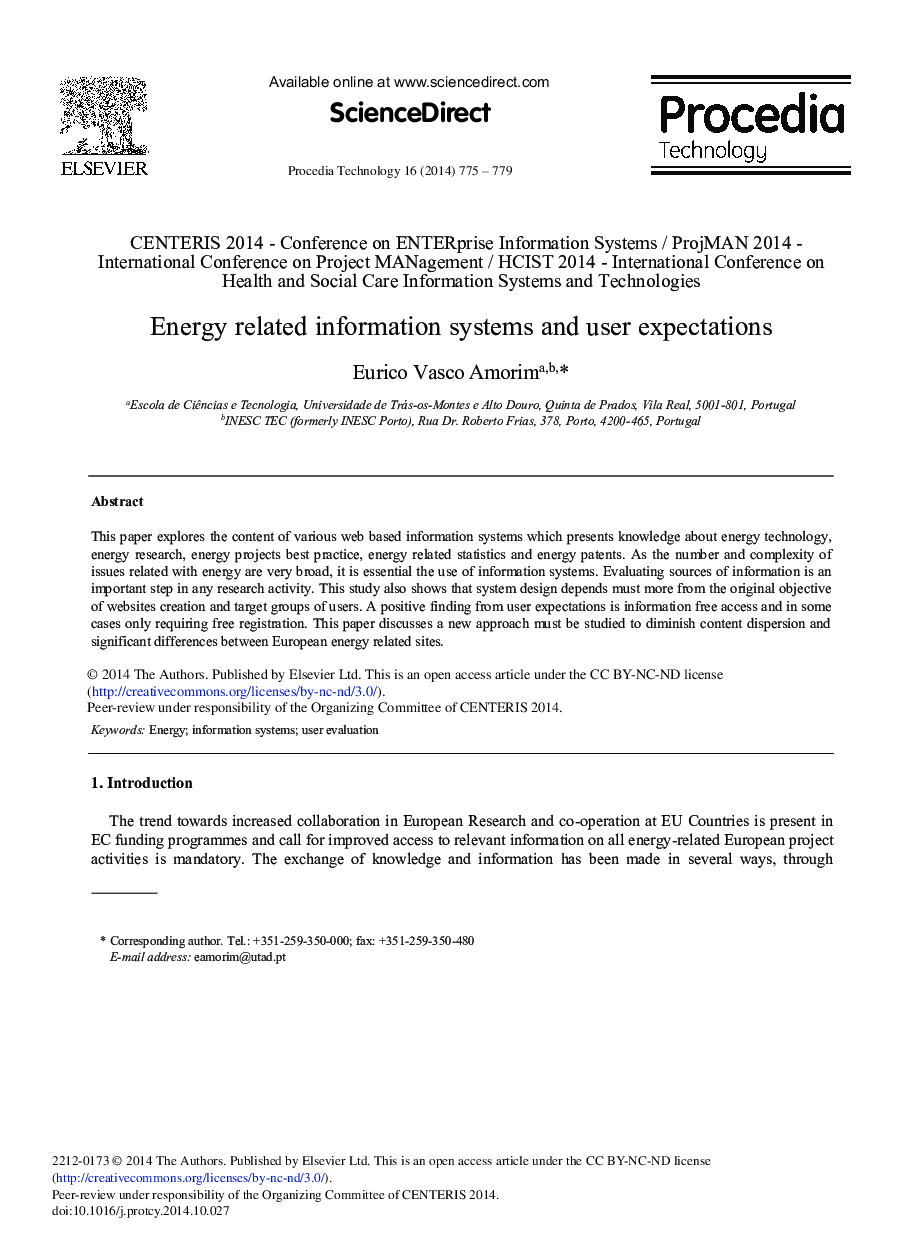 Energy Related Information Systems and User Expectations 