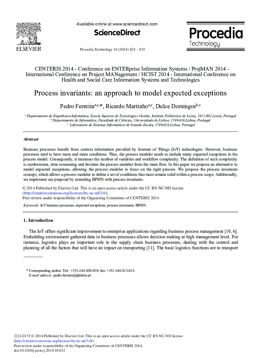Process Invariants: An Approach to Model Expected Exceptions 