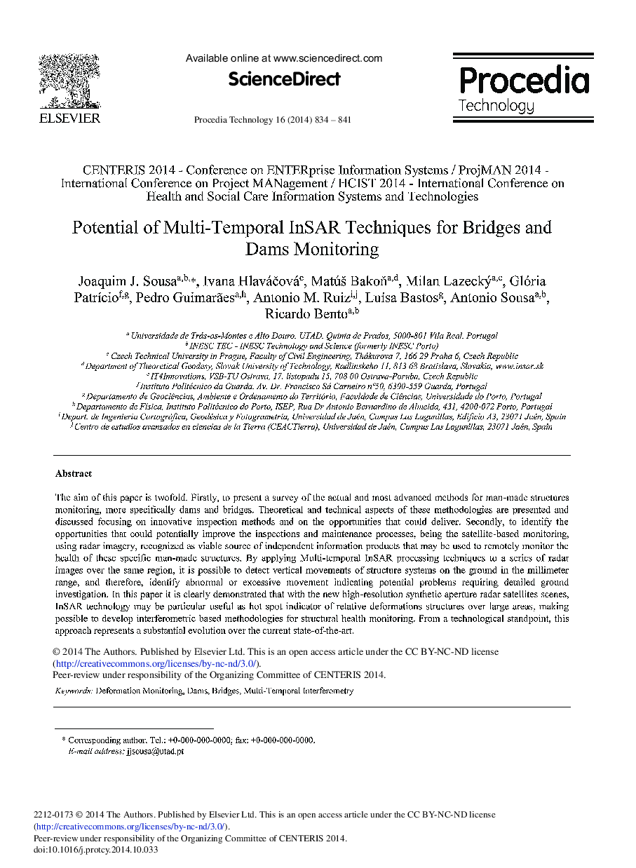 Potential of Multi-temporal InSAR Techniques for Bridges and Dams Monitoring 