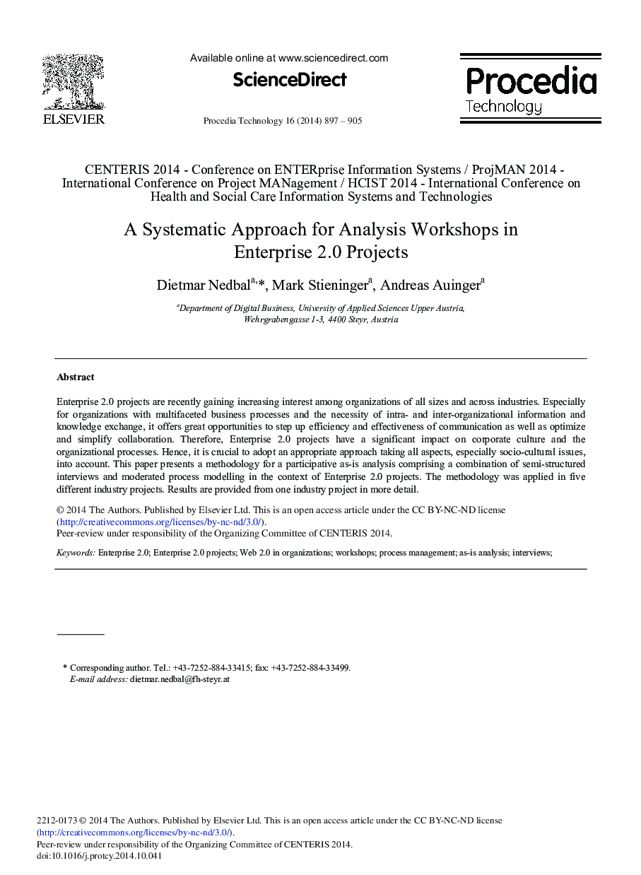 A Systematic Approach for Analysis Workshops in Enterprise 2.0 Projects 