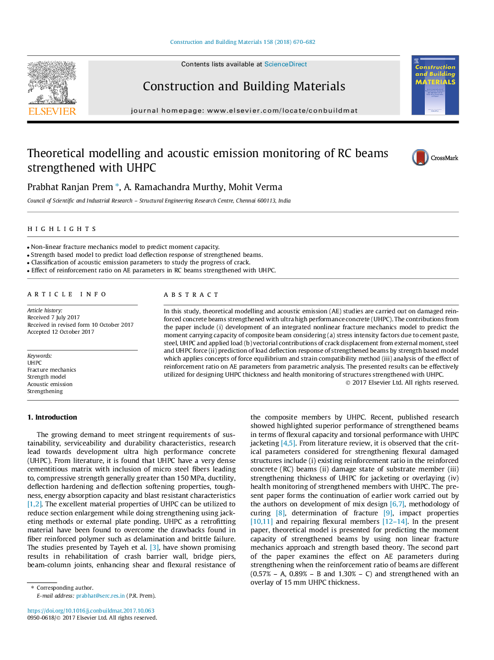 Theoretical modelling and acoustic emission monitoring of RC beams strengthened with UHPC