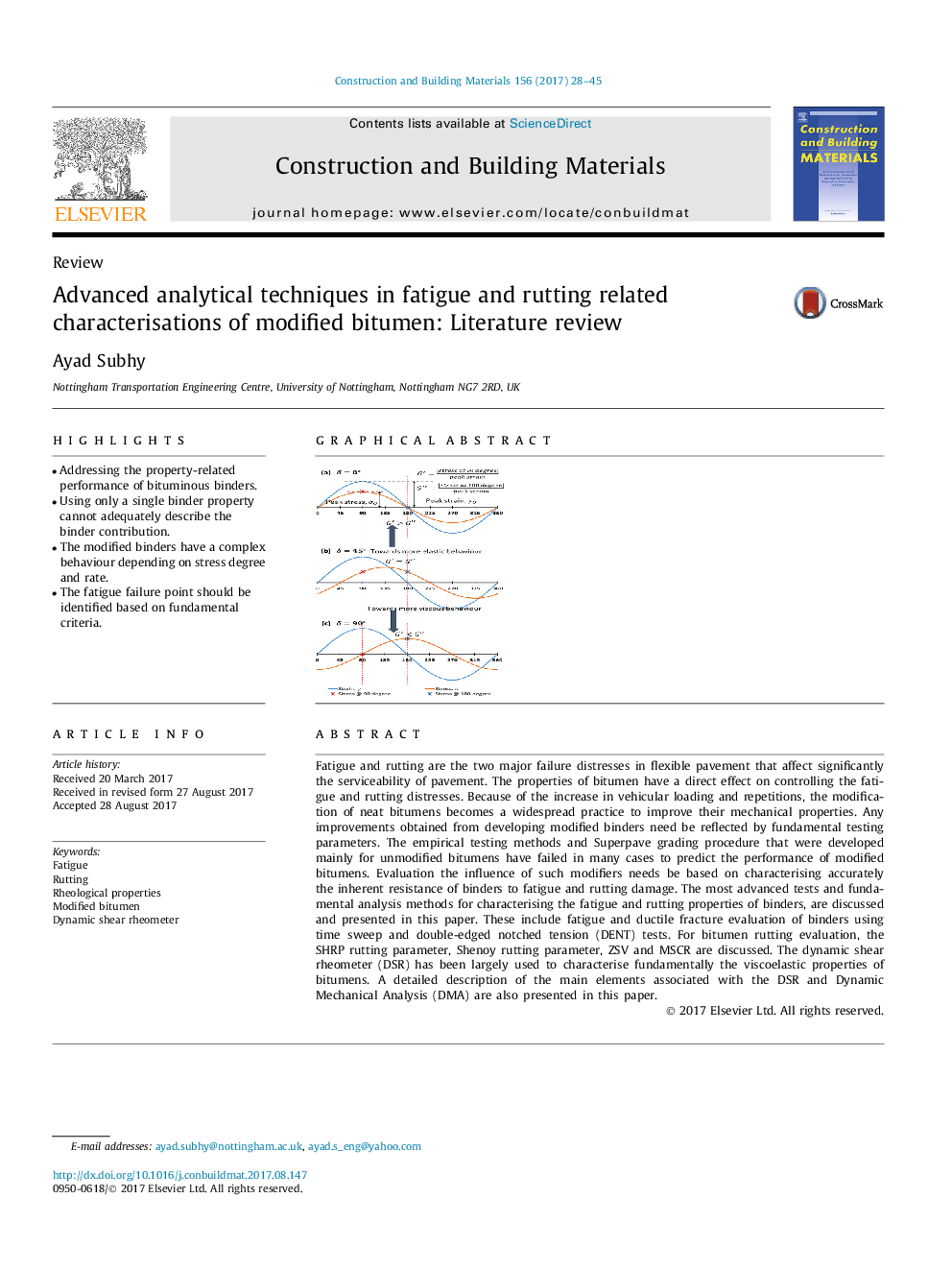 Advanced analytical techniques in fatigue and rutting related characterisations of modified bitumen: Literature review