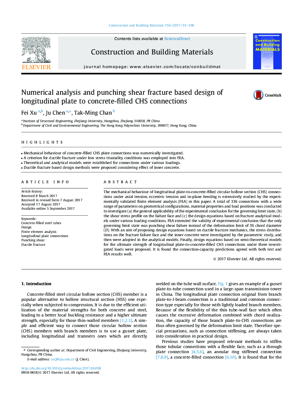 Numerical analysis and punching shear fracture based design of longitudinal plate to concrete-filled CHS connections