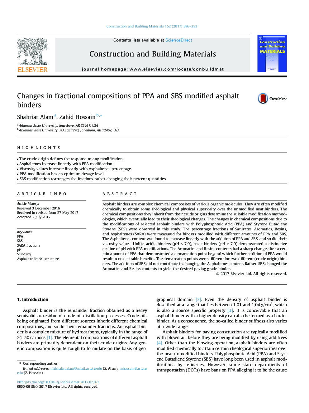 Changes in fractional compositions of PPA and SBS modified asphalt binders