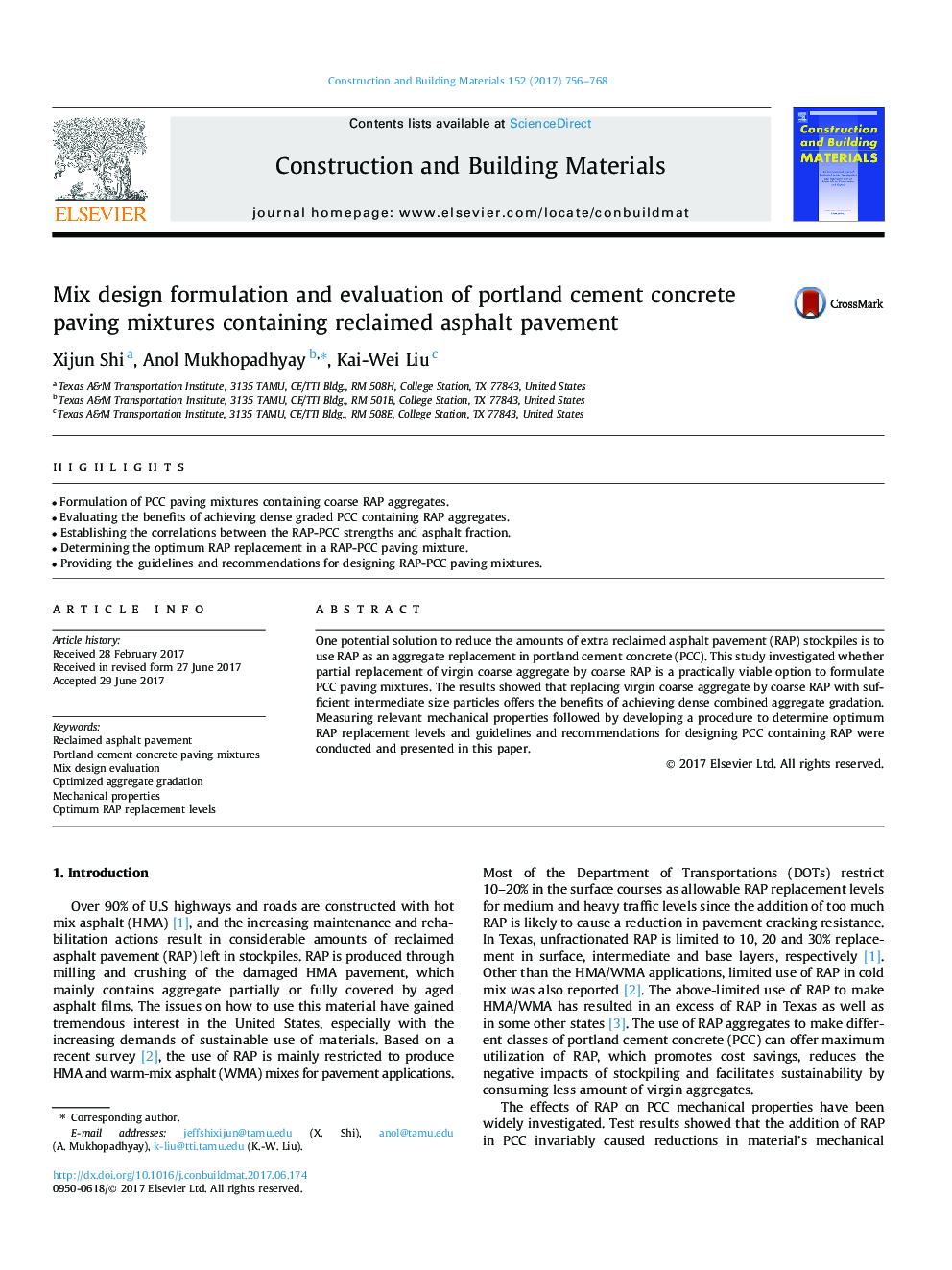 Mix design formulation and evaluation of portland cement concrete paving mixtures containing reclaimed asphalt pavement