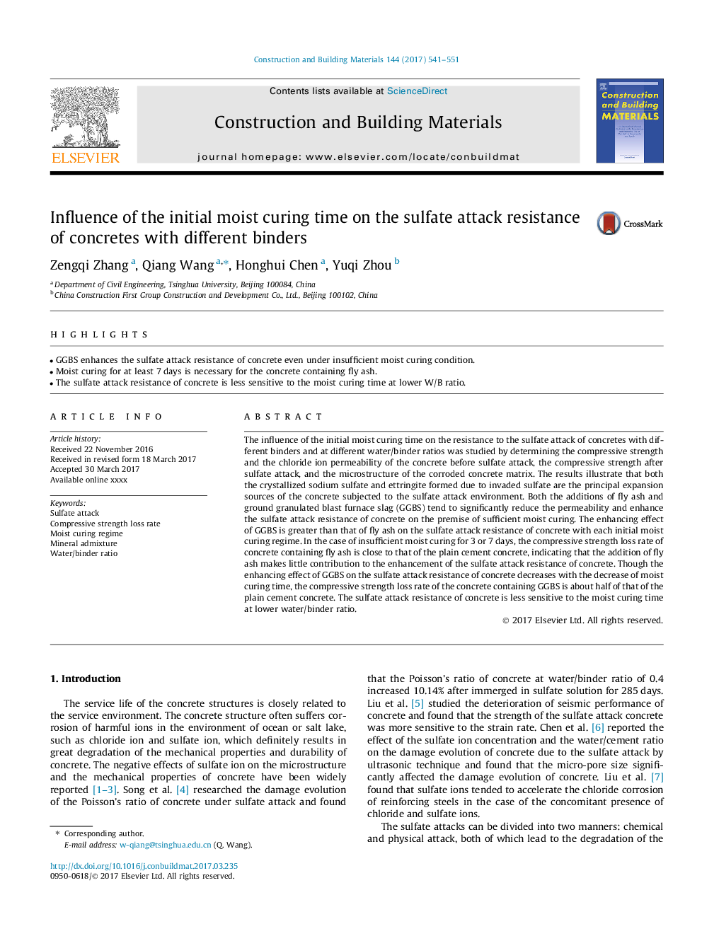 Influence of the initial moist curing time on the sulfate attack resistance of concretes with different binders