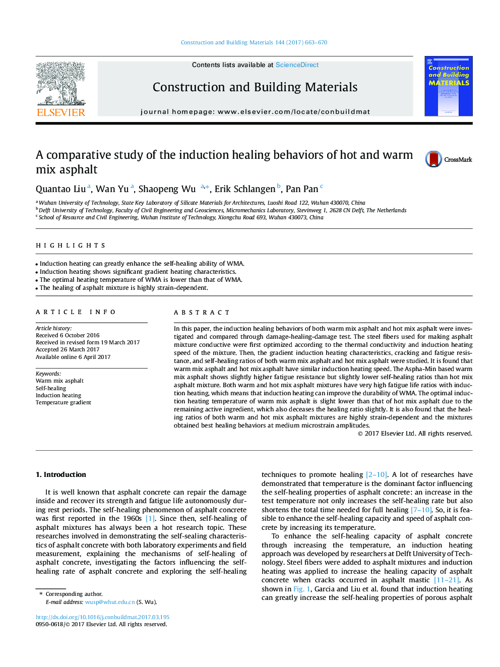 A comparative study of the induction healing behaviors of hot and warm mix asphalt