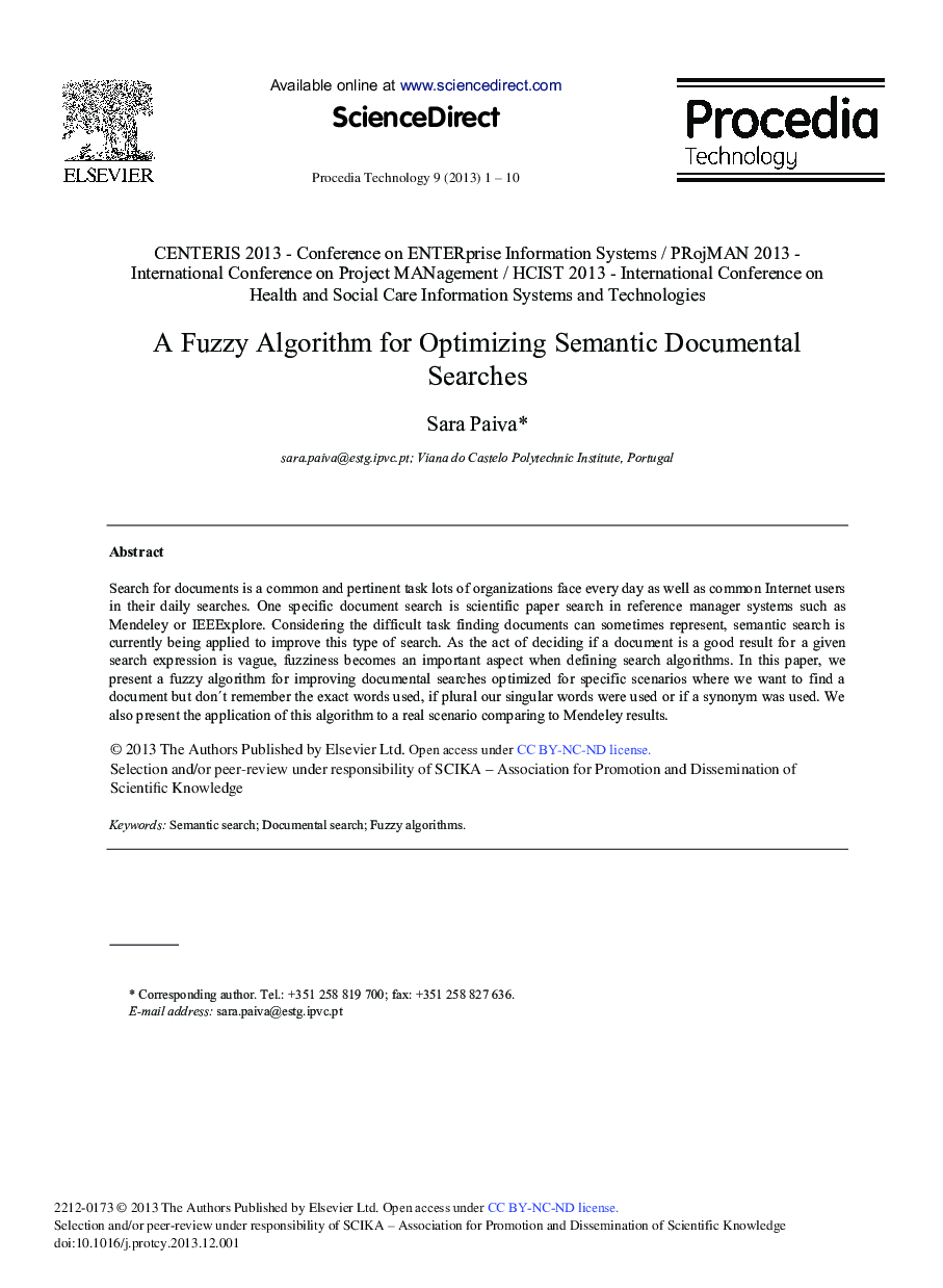 A Fuzzy Algorithm for Optimizing Semantic Documental Searches 