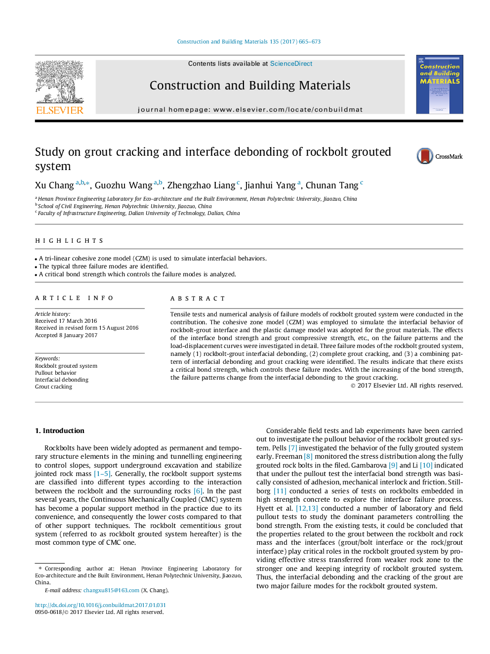 Study on grout cracking and interface debonding of rockbolt grouted system