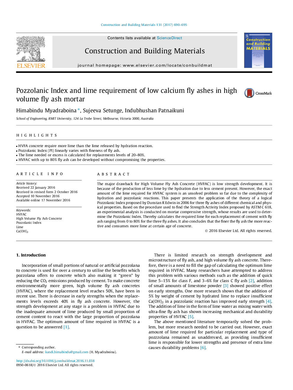 Pozzolanic Index and lime requirement of low calcium fly ashes in high volume fly ash mortar