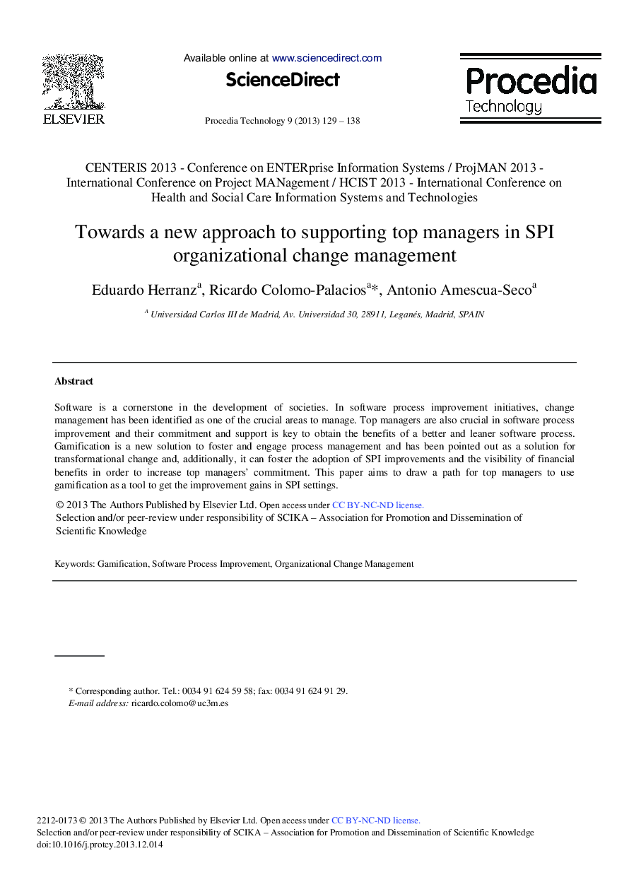 Towards a New Approach to Supporting Top Managers in SPI Organizational Change Management 