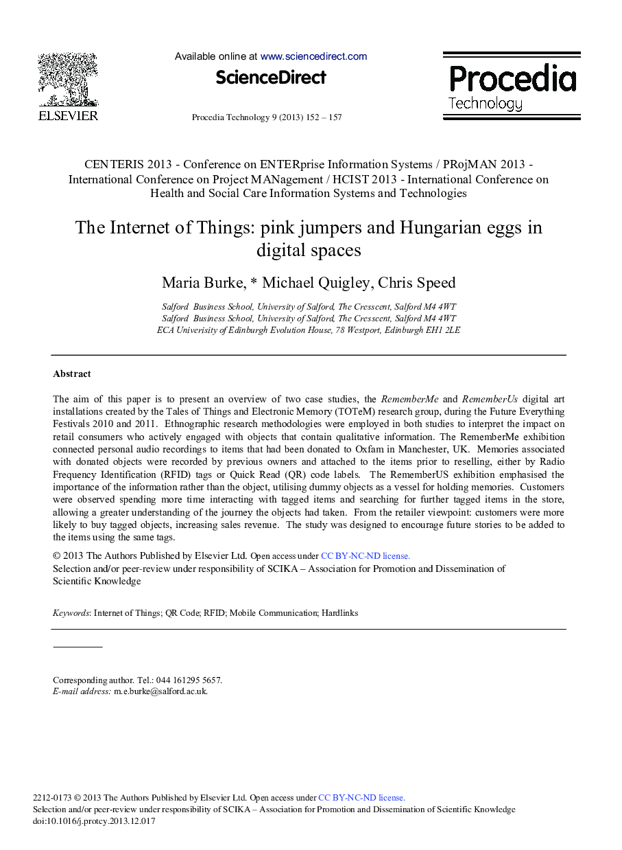 The Internet of Things: Pink Jumpers and Hungarian Eggs in Digital Spaces 