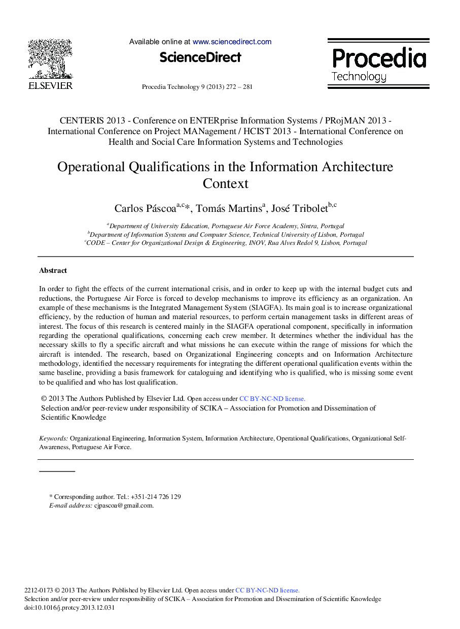 Operational Qualifications in the Information Architecture Context 