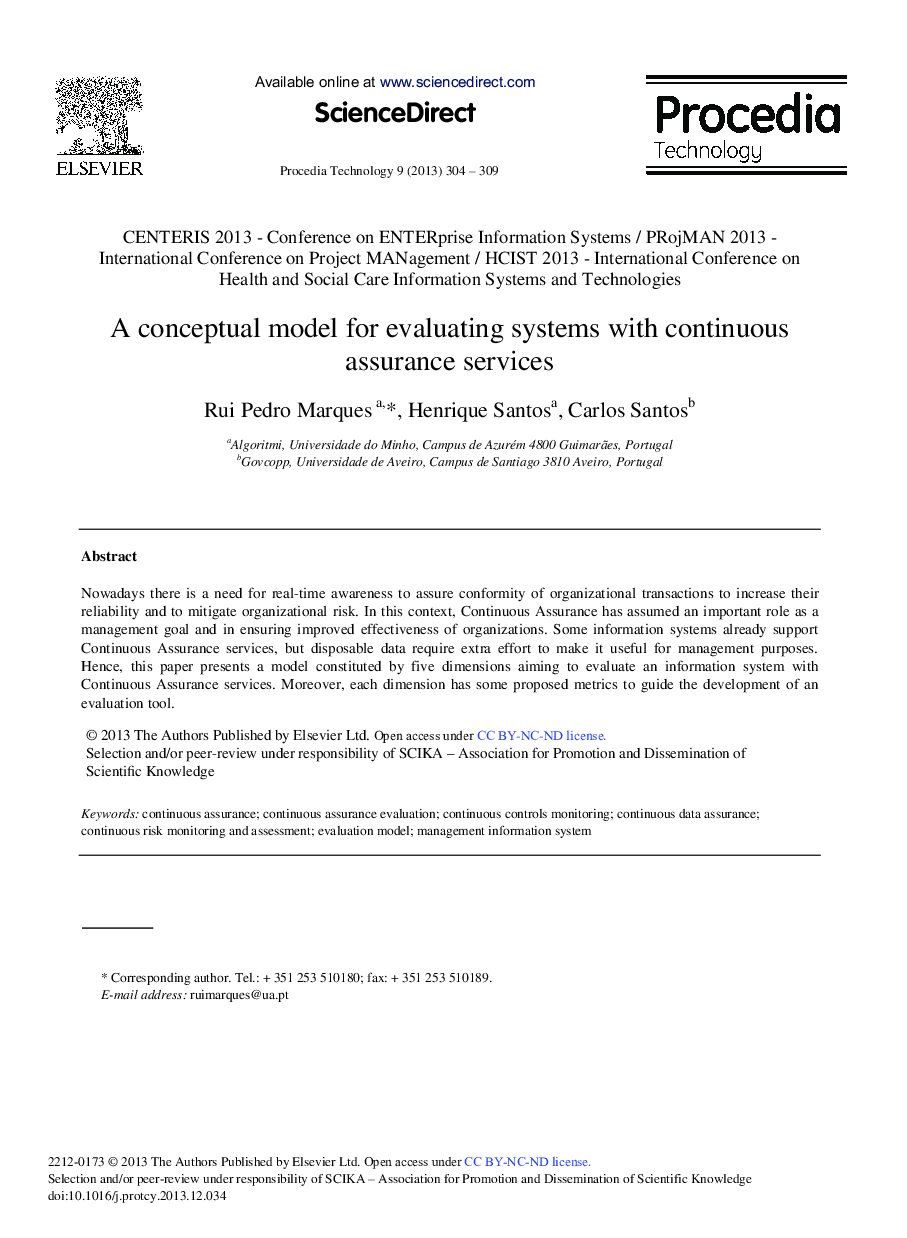 A Conceptual Model for Evaluating Systems with Continuous Assurance Services 
