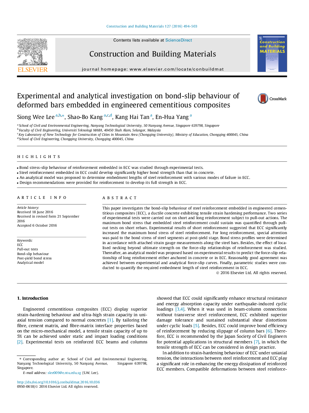 Experimental and analytical investigation on bond-slip behaviour of deformed bars embedded in engineered cementitious composites