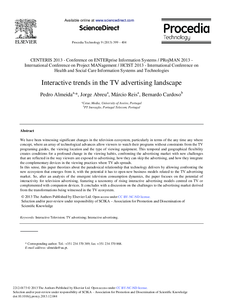 عکس صفحه اول مقاله: Interactive Trends in the TV Advertising Landscape Interactive Trends in the TV Advertising Landscape