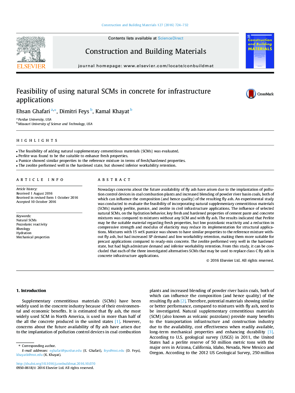 Feasibility of using natural SCMs in concrete for infrastructure applications