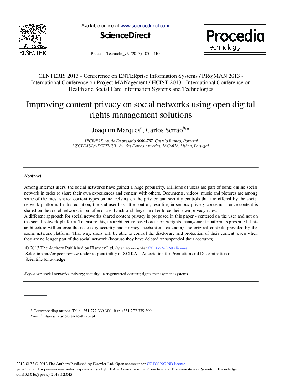 Improving Content Privacy on Social Networks Using Open Digital Rights Management Solutions 