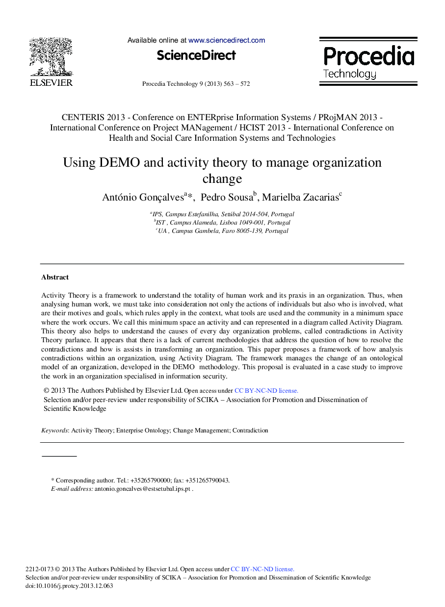 Using DEMO and Activity Theory to Manage Organization Change 