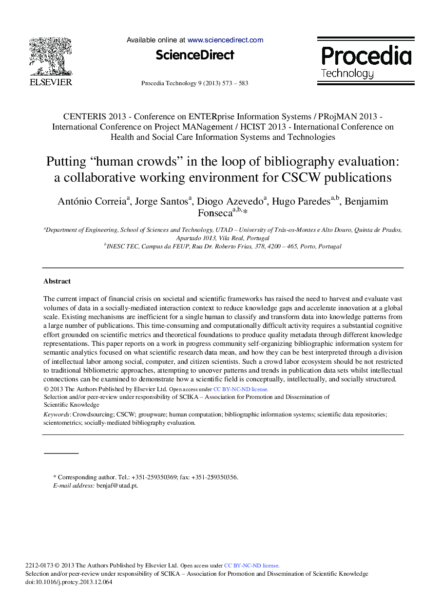 Putting “Human Crowds” in the Loop of Bibliography Evaluation: A Collaborative Working Environment for CSCW Publications 