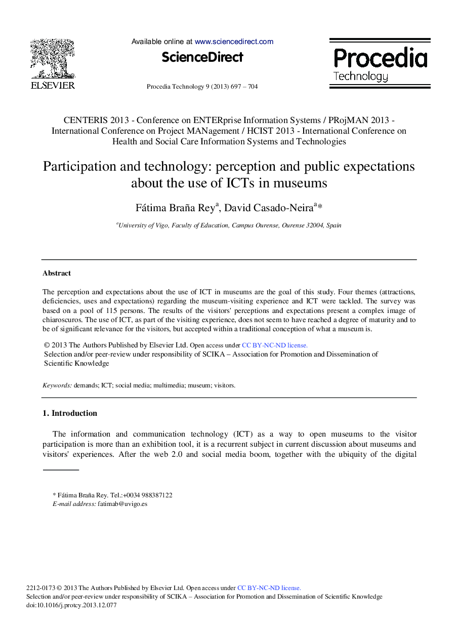 Participation and Technology: Perception and Public Expectations about the Use of ICTs in Museums 