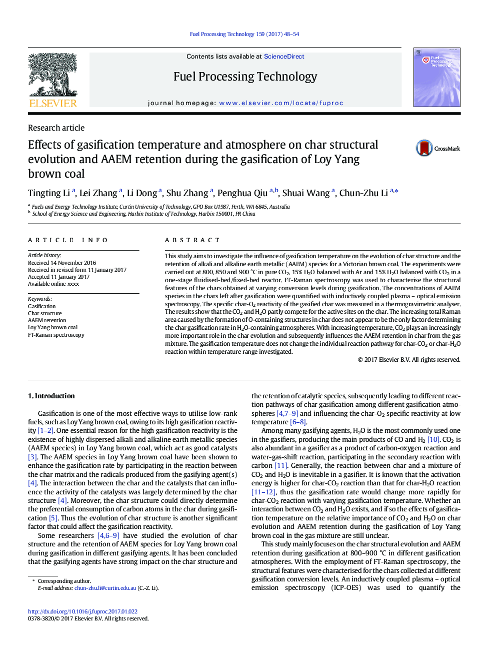 Effects of gasification temperature and atmosphere on char structural evolution and AAEM retention during the gasification of Loy Yang brown coal