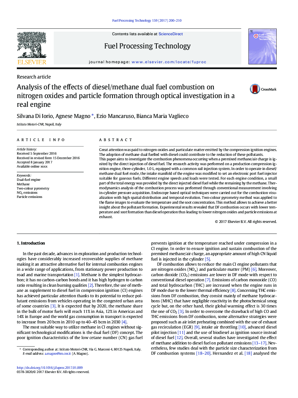 Analysis of the effects of diesel/methane dual fuel combustion on nitrogen oxides and particle formation through optical investigation in a real engine