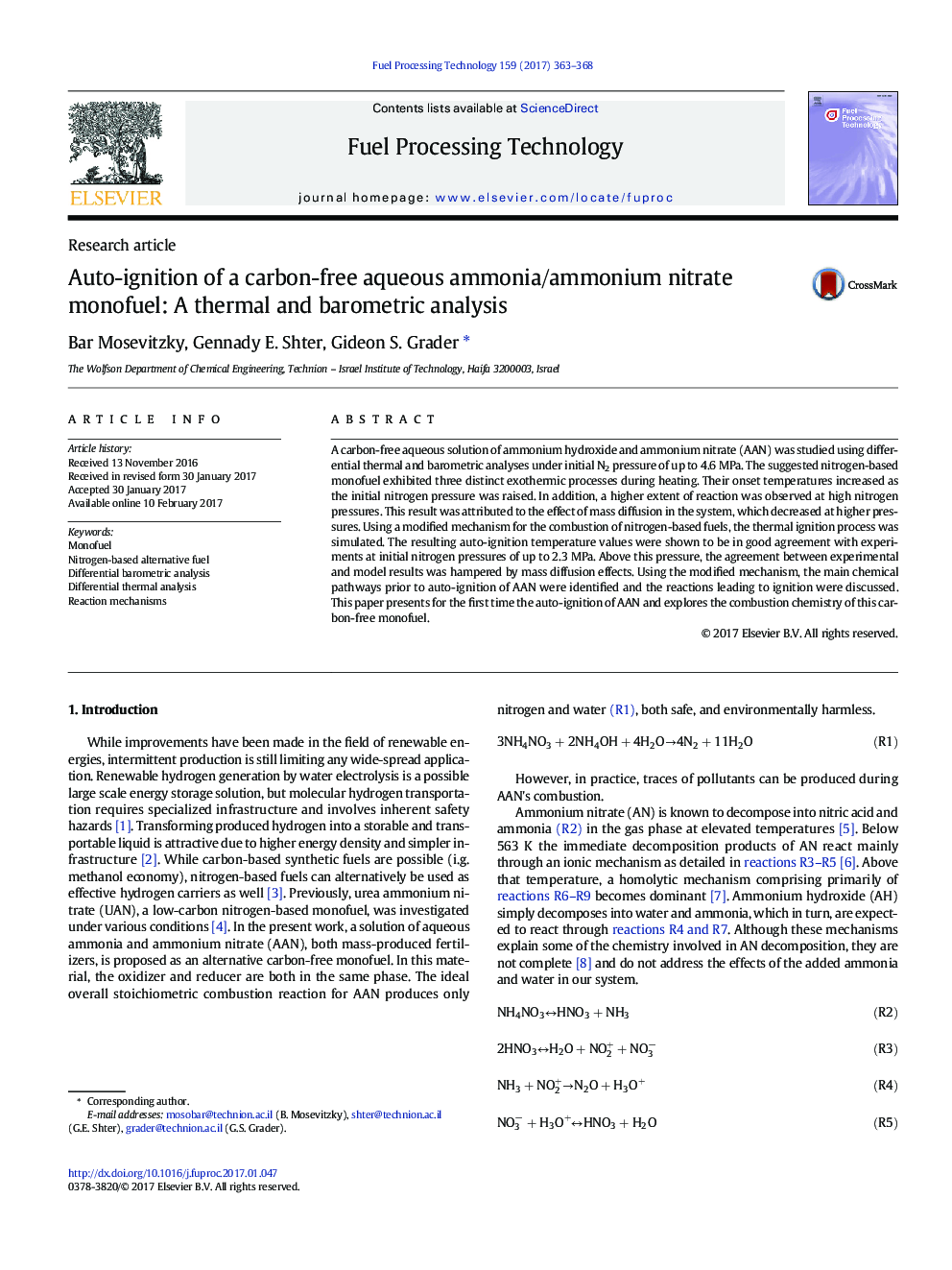 Auto-ignition of a carbon-free aqueous ammonia/ammonium nitrate monofuel: A thermal and barometric analysis