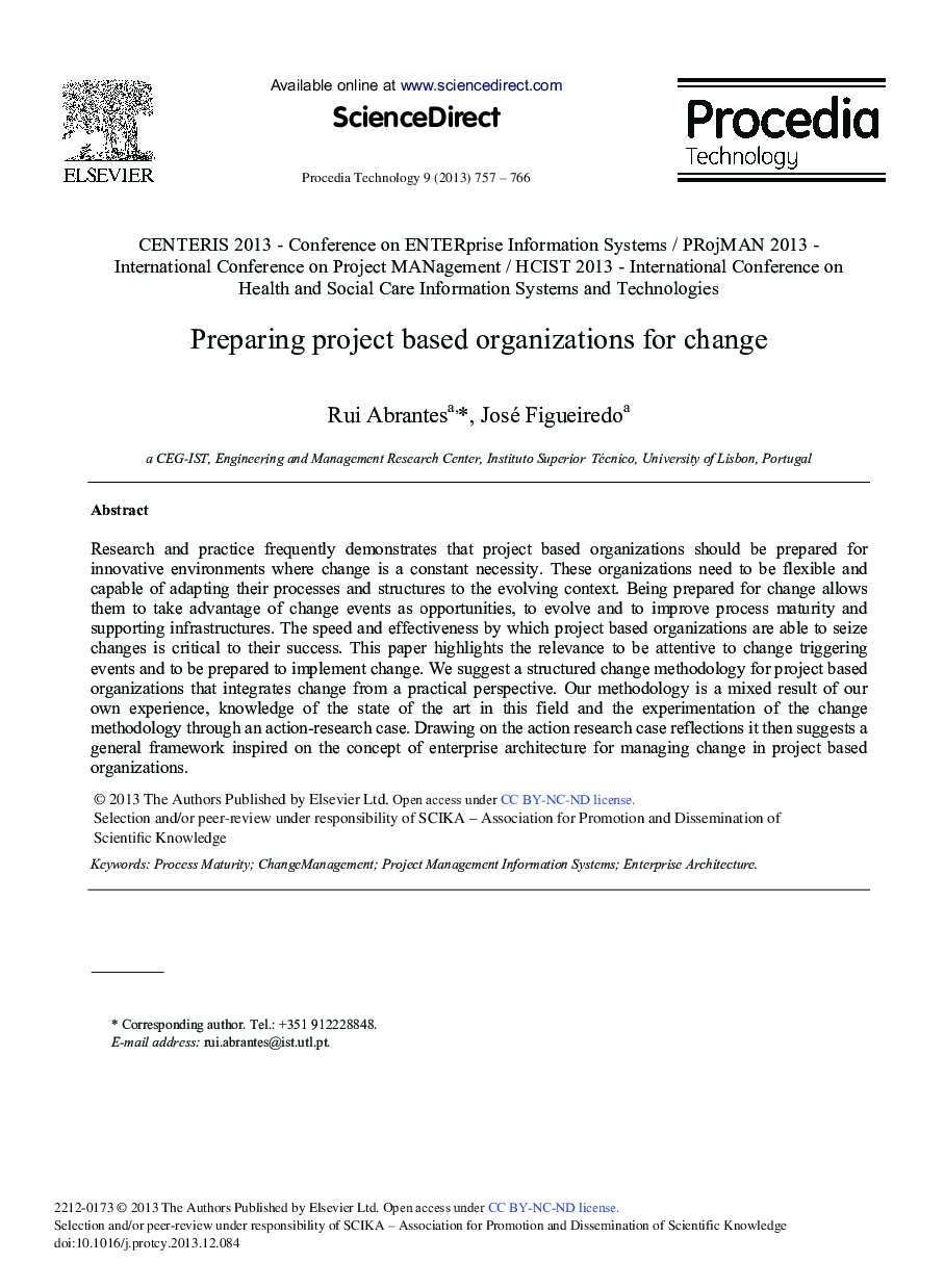 Preparing Project based Organizations for Change 