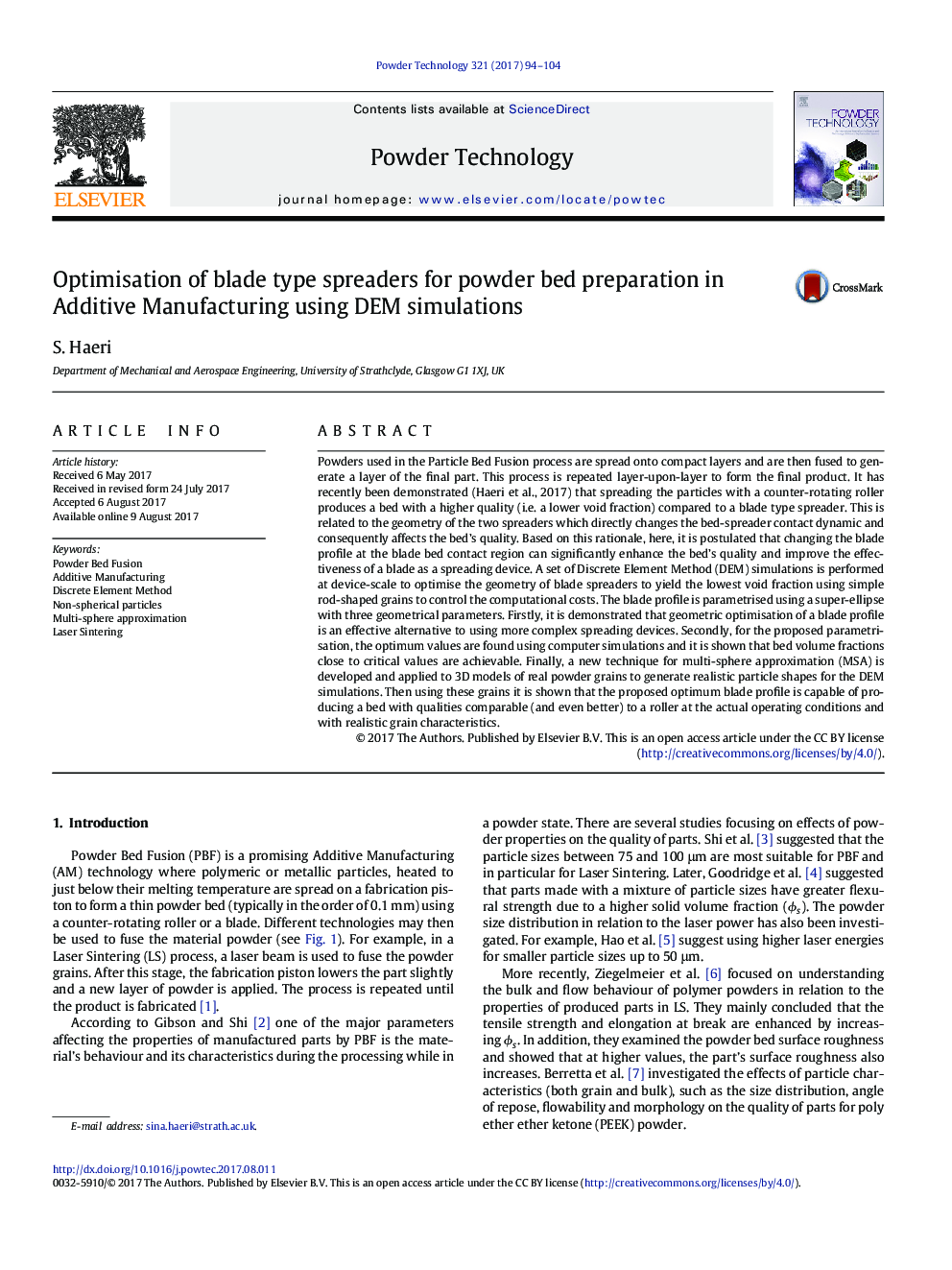 Optimisation of blade type spreaders for powder bed preparation in Additive Manufacturing using DEM simulations