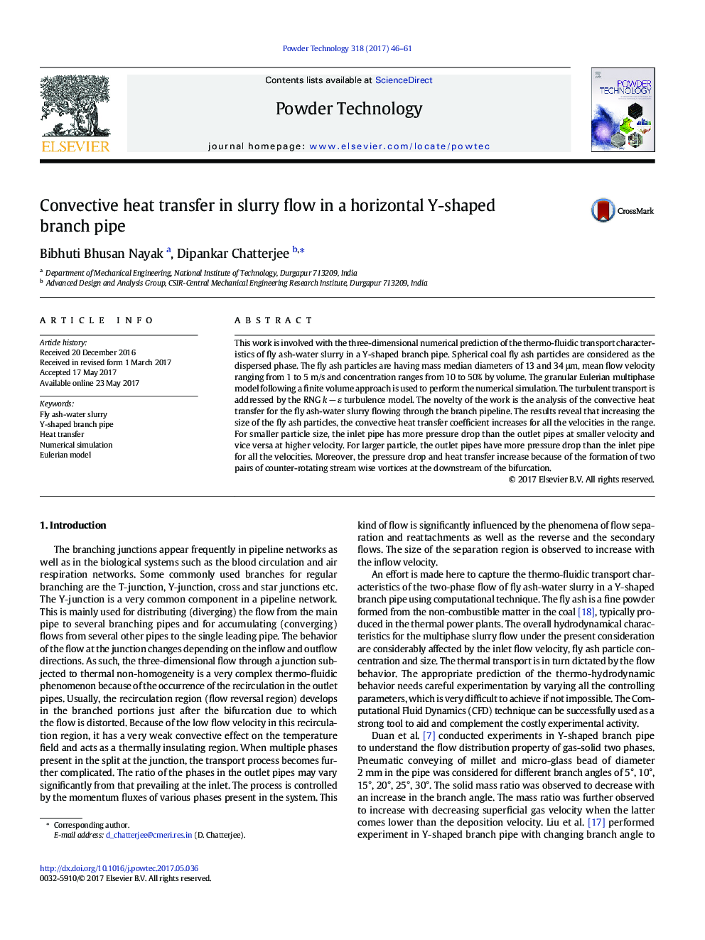 Convective heat transfer in slurry flow in a horizontal Y-shaped branch pipe