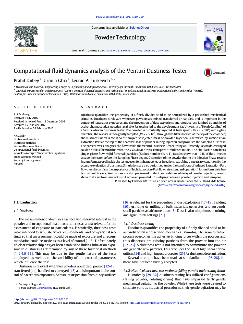 Computational fluid dynamics analysis of the Venturi Dustiness Tester