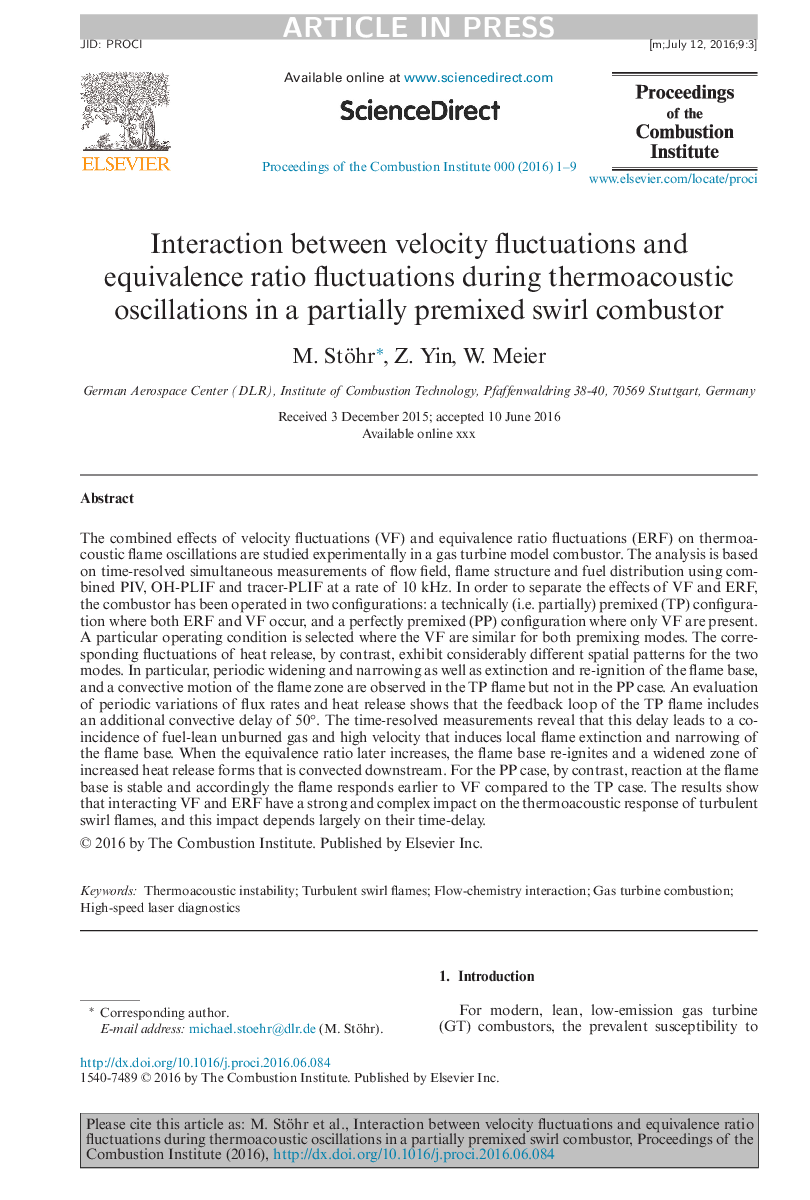 Interaction between velocity fluctuations and equivalence ratio fluctuations during thermoacoustic oscillations in a partially premixed swirl combustor