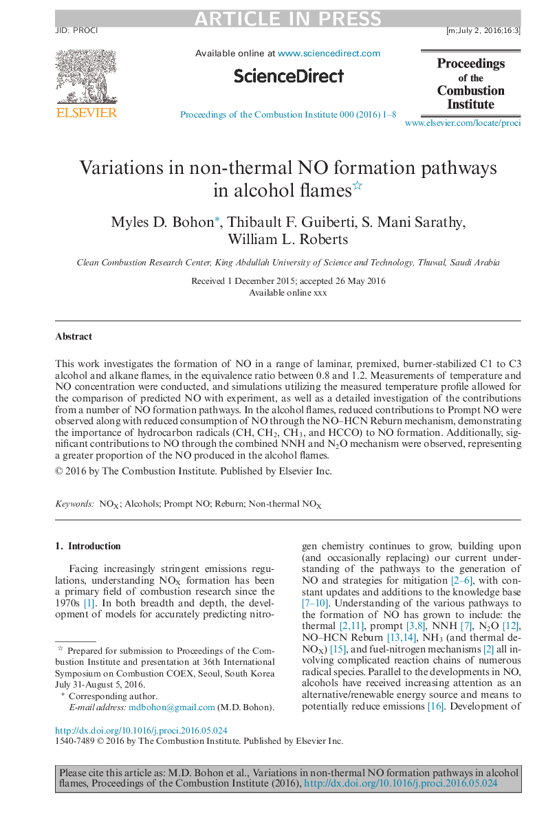 Variations in non-thermal NO formation pathways in alcohol flames