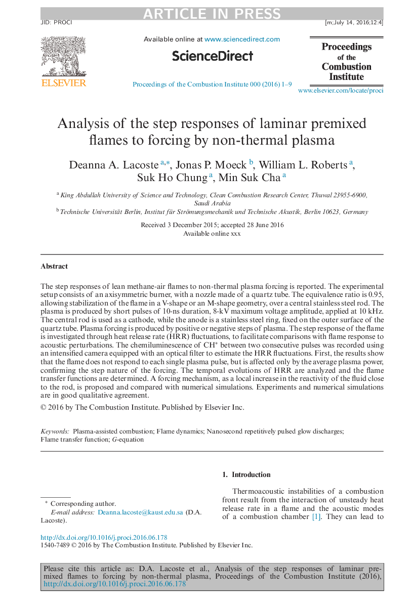 Analysis of the step responses of laminar premixed flames to forcing by non-thermal plasma