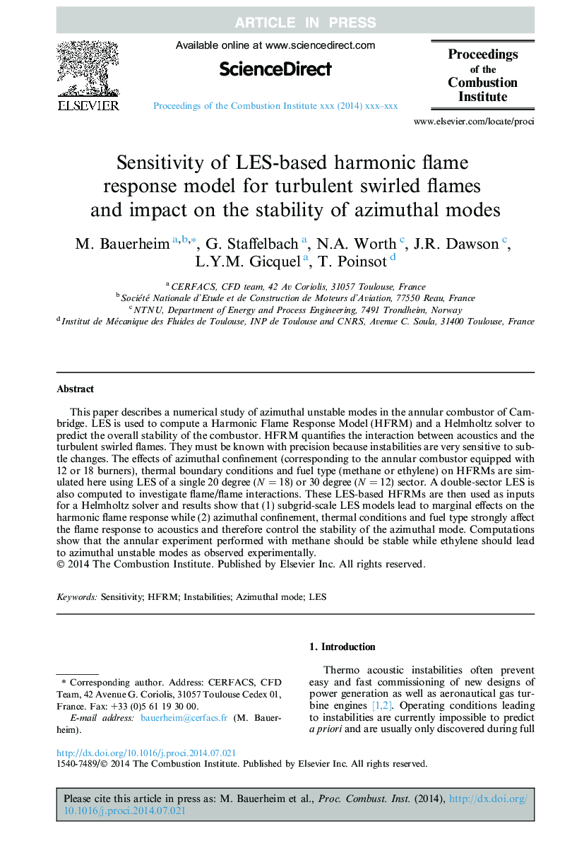 Sensitivity of LES-based harmonic flame response model for turbulent swirled flames and impact on the stability of azimuthal modes