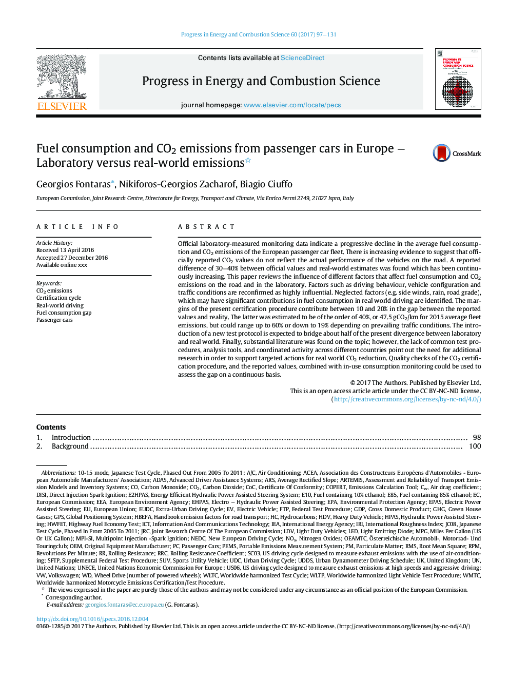 Fuel consumption and CO2 emissions from passenger cars in Europe - Laboratory versus real-world emissions