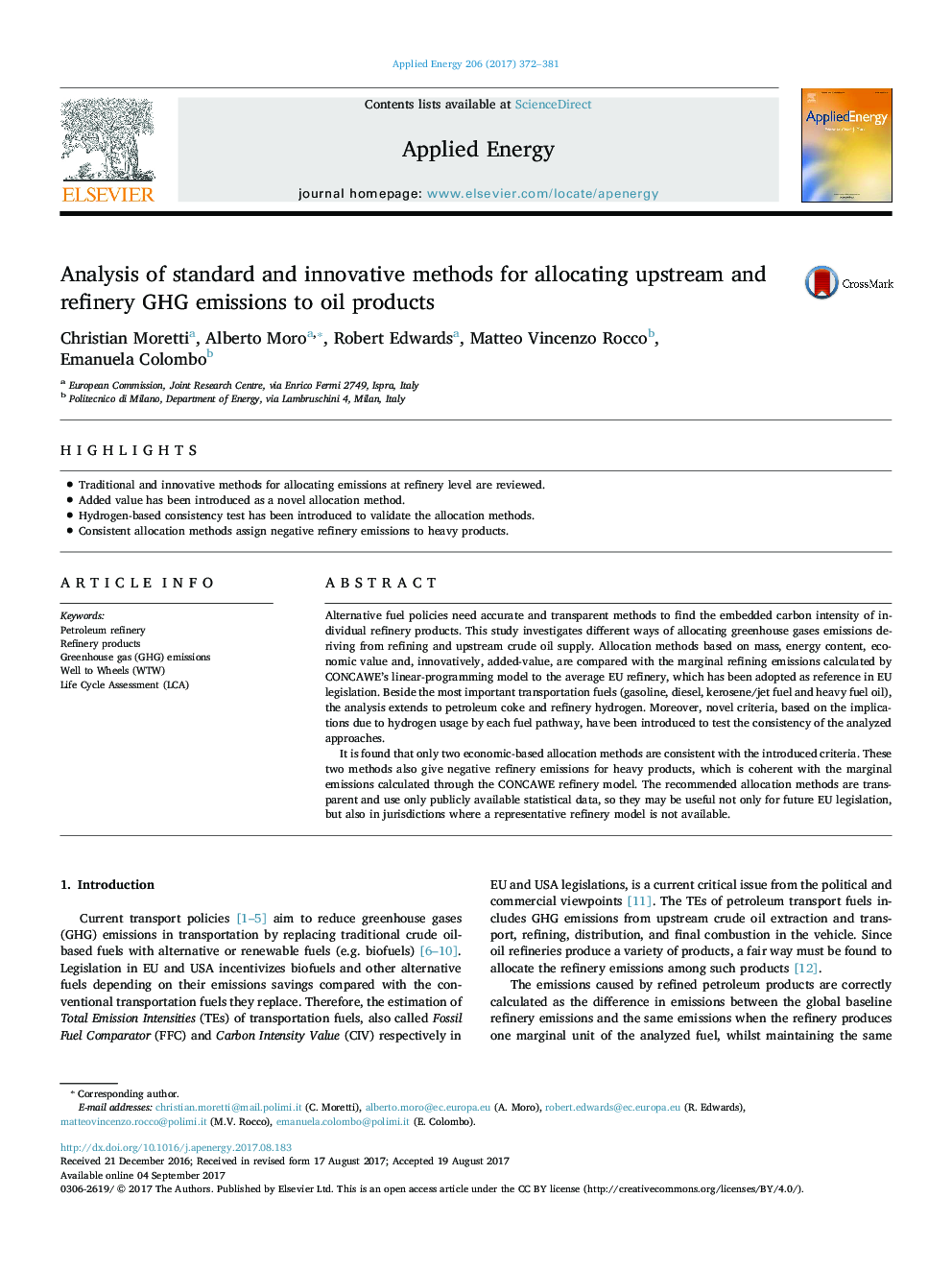 Analysis of standard and innovative methods for allocating upstream and refinery GHG emissions to oil products