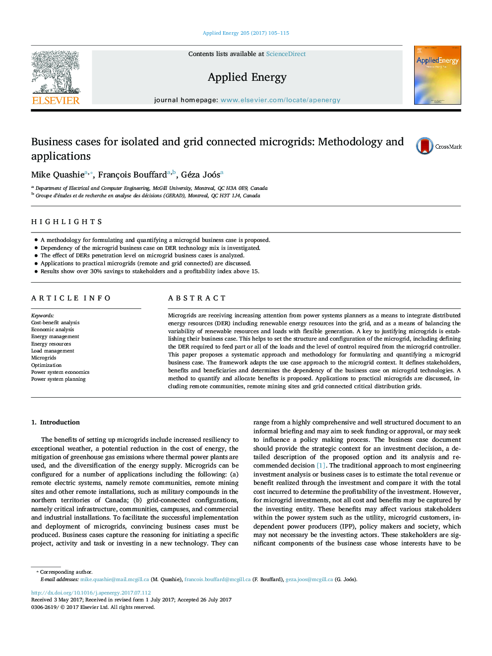 Business cases for isolated and grid connected microgrids: Methodology and applications