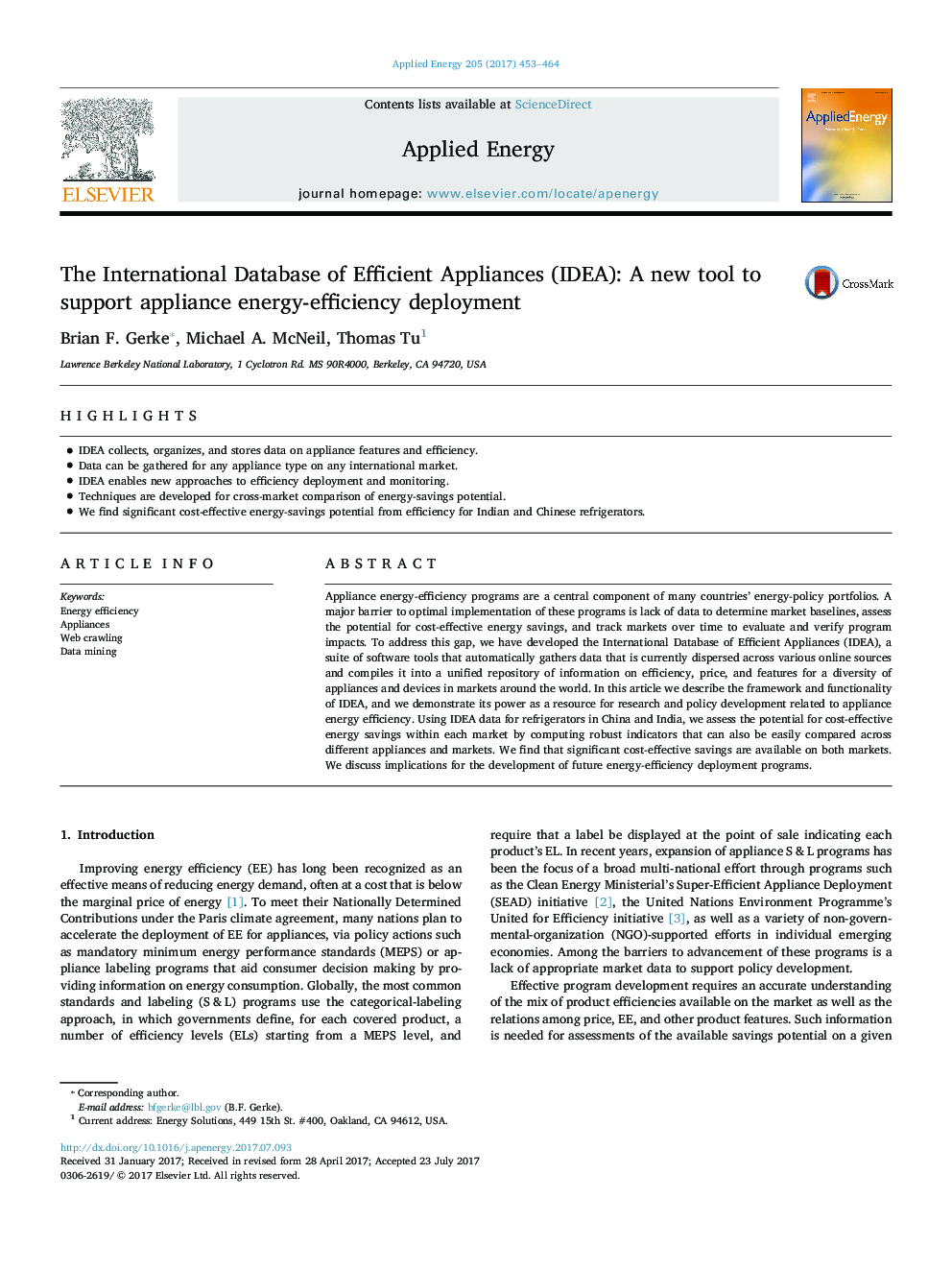 The International Database of Efficient Appliances (IDEA): A new tool to support appliance energy-efficiency deployment