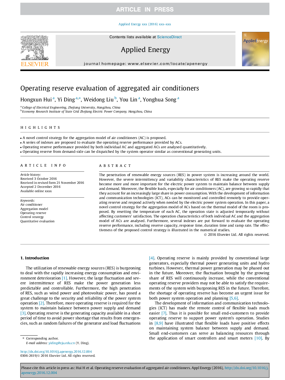 Operating reserve evaluation of aggregated air conditioners